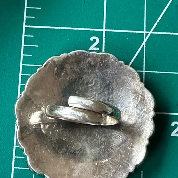 Sold 🦋 Turquoise large tile sterling silver adjustable ring - Picture 5 of 5